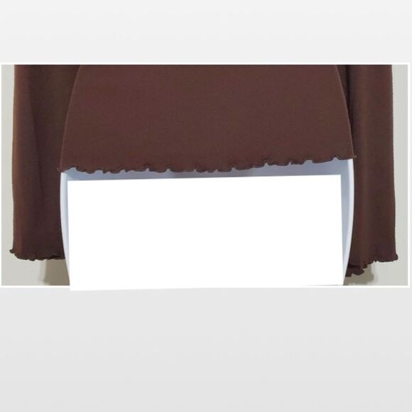 Vintage Brown Long Sleeve V-neck Top - Picture 11 of 16